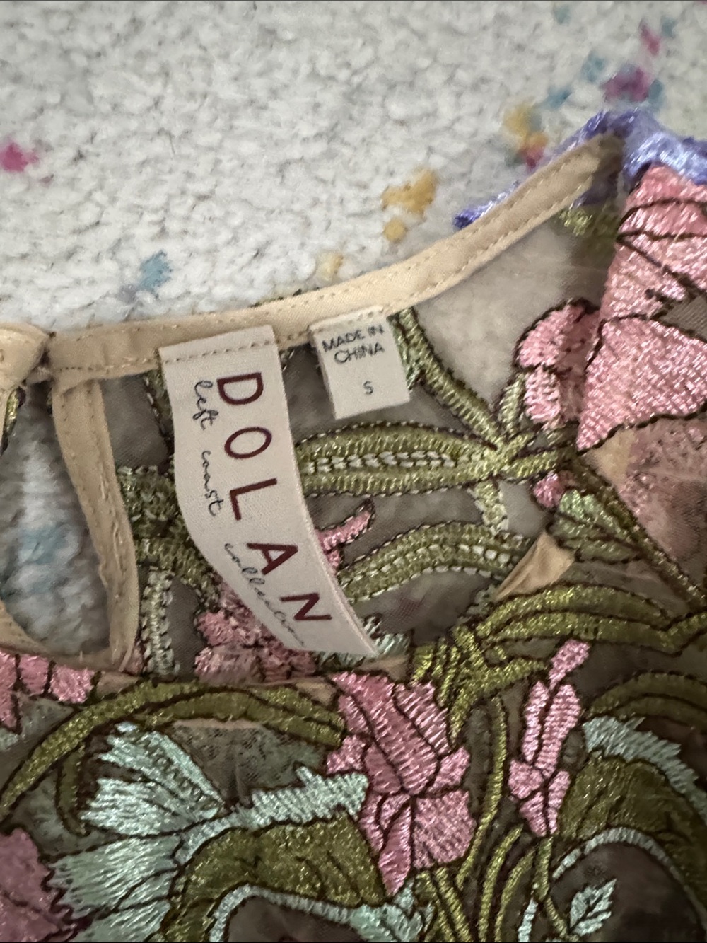 Dolan left coast Embroidered Floral Sheer Cap-Sleeve Top in Blush Multi size s - Picture 8 of 8